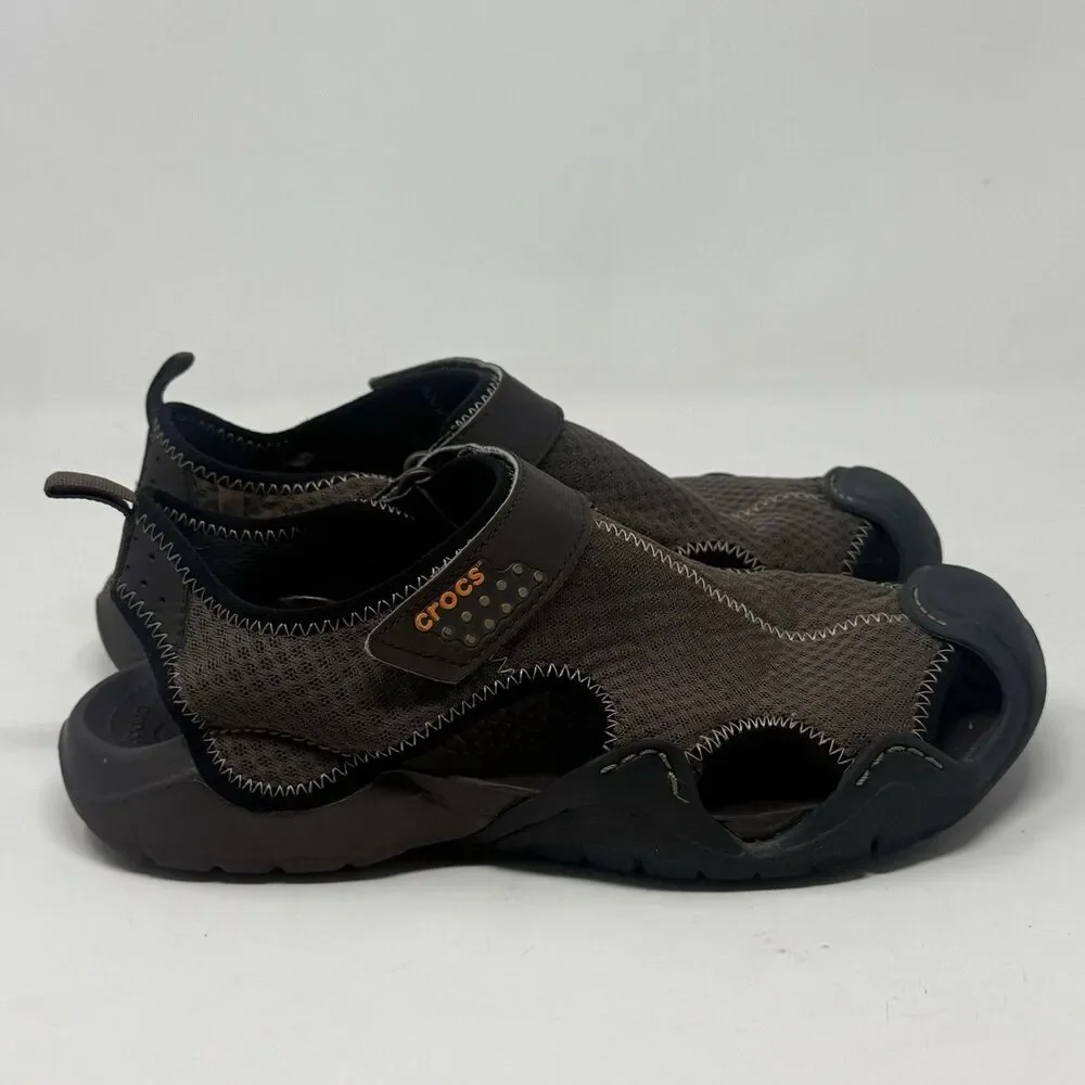 Crocs Swiftwater Mesh Deck Sandals Shoes Mens 10 Brown Fisherman Water Comfort